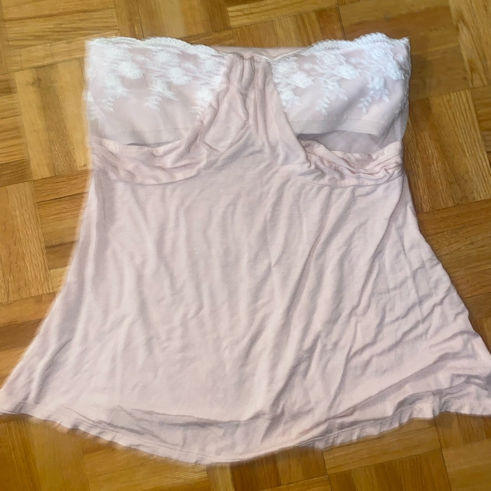 Pink Lace Strapless Top